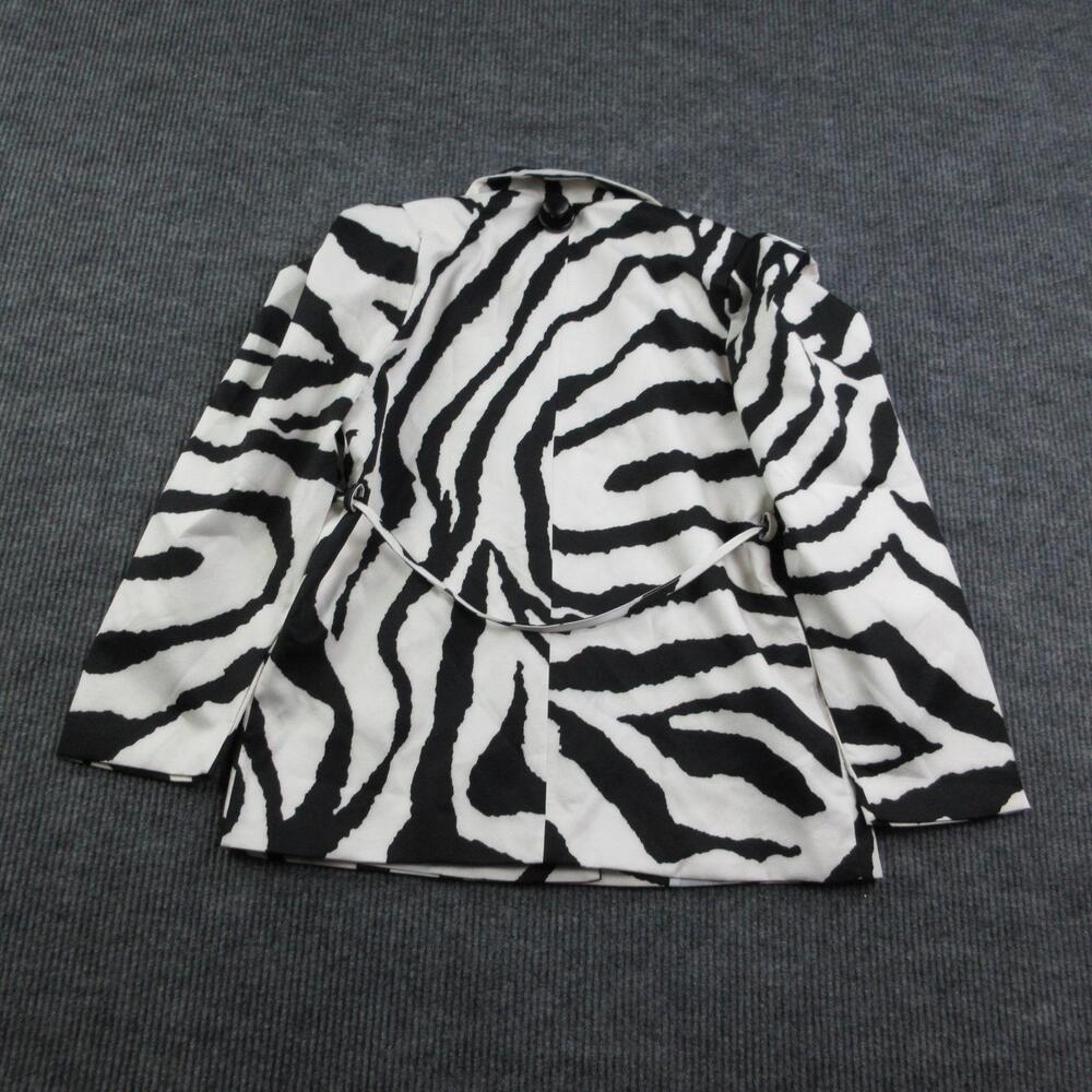 Aveloria Blazer Womens L Black White Animal Print Lined Tailored One-Button Tie - Picture 10 of 12